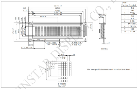 16*2 karakter STN tek renkli ST7066 geniş sıcaklık LCD modülü