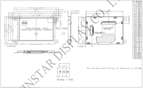 3.5'' 320*RGB*240 SSD1963 geniş sıcaklıklı TFT LCD modülü