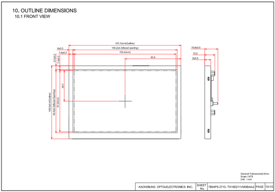 TX18D211VM0BAA TFT LCD Modülü 7.0 inç 800*480 LCD Panel Ekranı