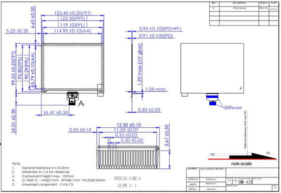 5.65'7 Renkli EPD 600*448 Yansıtıcı E-kağıt Ekranı EPD Modülü Orijinal