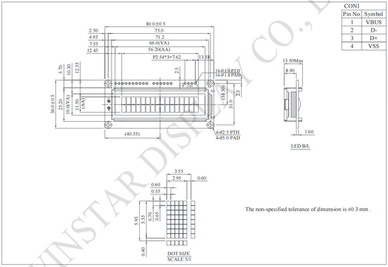 16*2 karakterli USB arayüzü FSTN STN LCD Modülü Winstar endüstriyel kullanım yerine