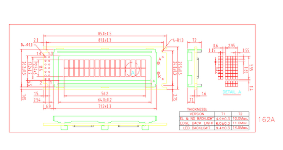 16*2 TN STN karakteri PCB endüstriyel kullanımı ile LCD modülü