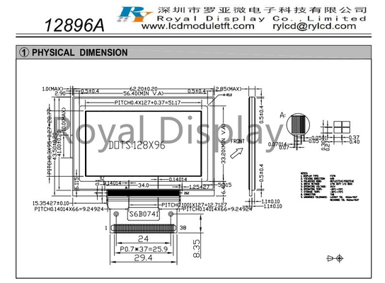 128*96 nokta FSTN Grafik LCD Ekran Monokrom COG LCD Monitör