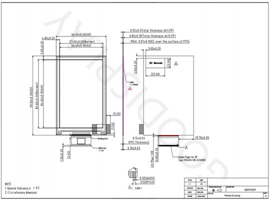 4.0'' 400*600 tam renk yansıtıcı standart e-kağıt ekranı